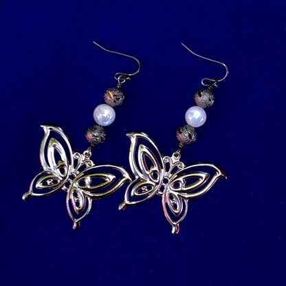 Moonstone gemstone and Butterfly Earrings