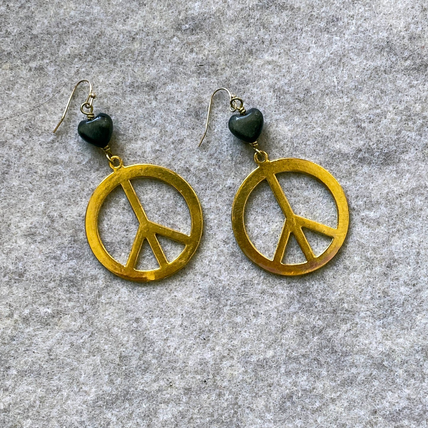 Brass Peace Signs and Gold Obsidian