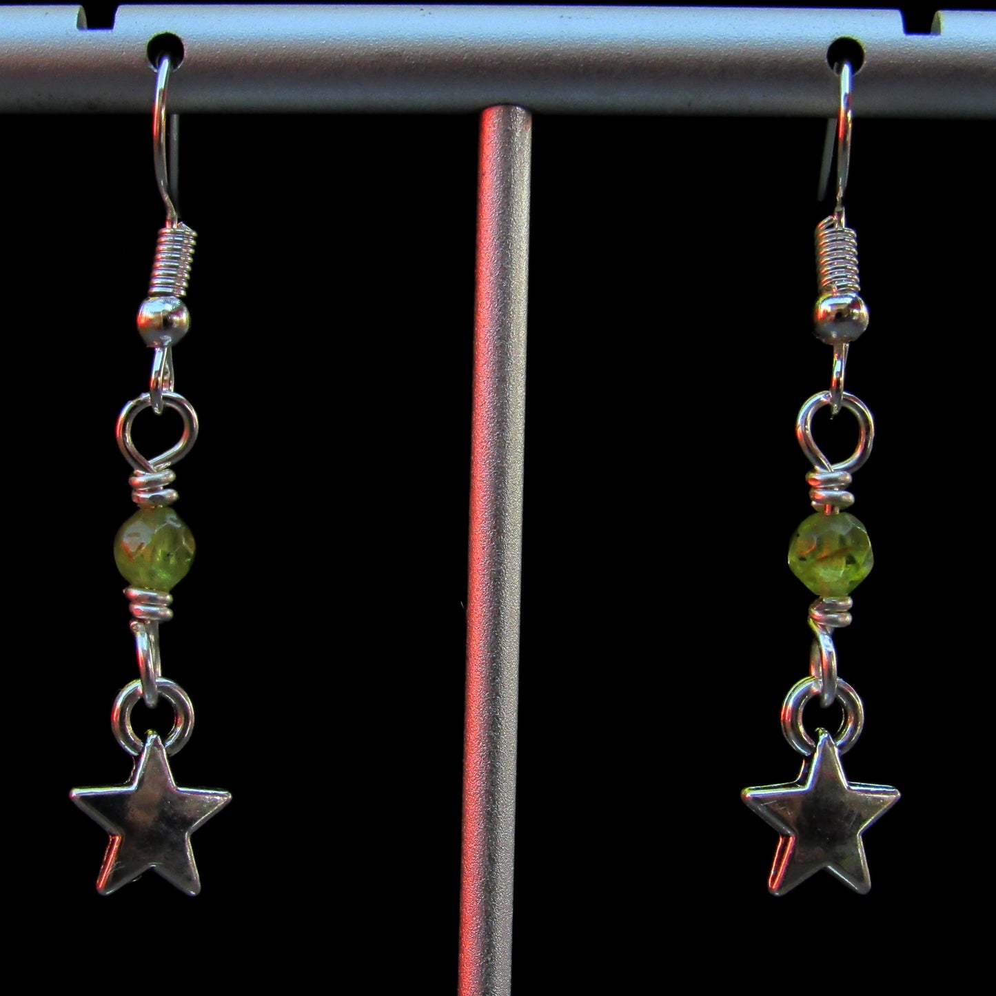 Peridot and Star Dangle Earrings