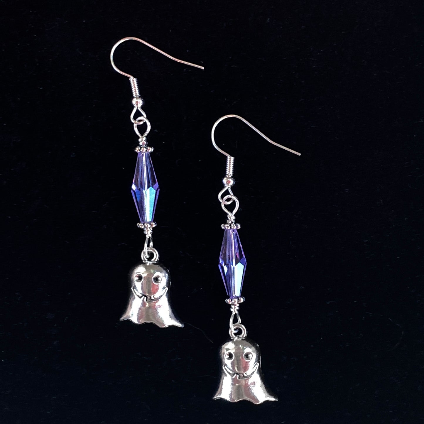 Halloween Ghost and Swarovski Crystal Dangle Earrings