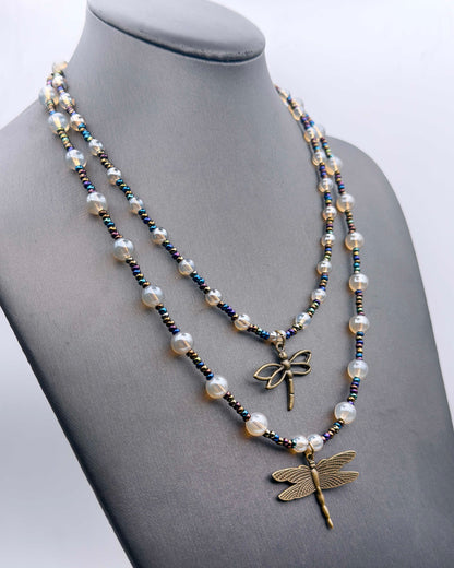Dragonfly layered necklace