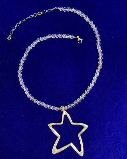 Star and Beaded Quartz gemstone Necklace