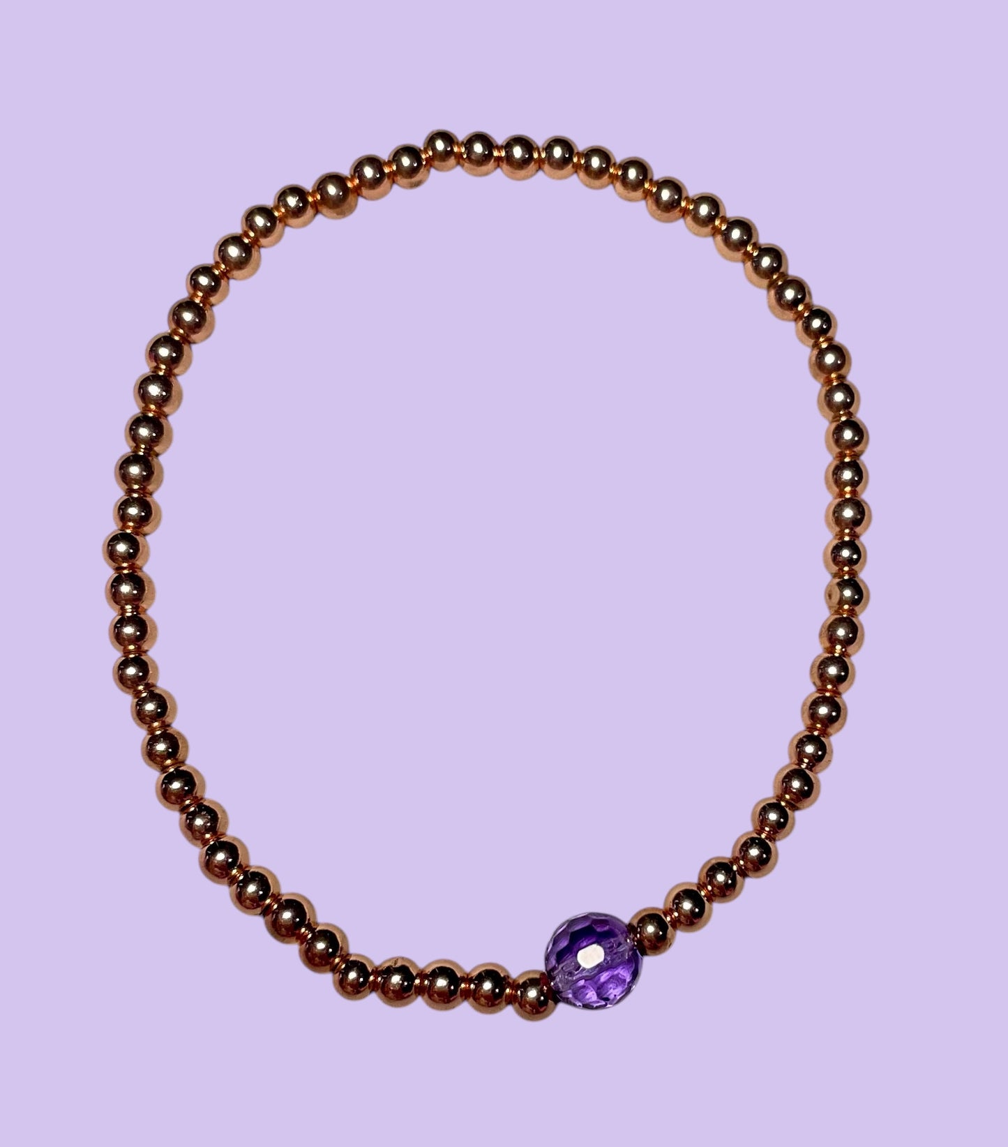 Dainty Amethyst Flower and  Rose Hematite Bracelet Stack