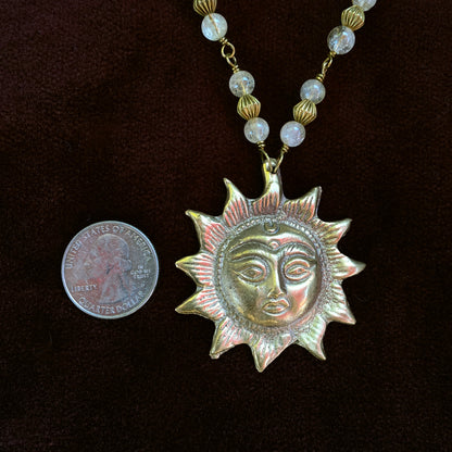 Citrine and Brass Sun Necklace