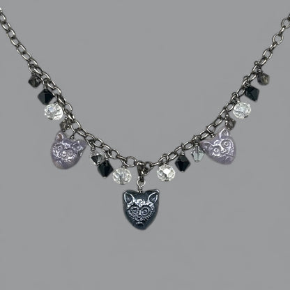 Glass beaded Kitty Cat Necklace