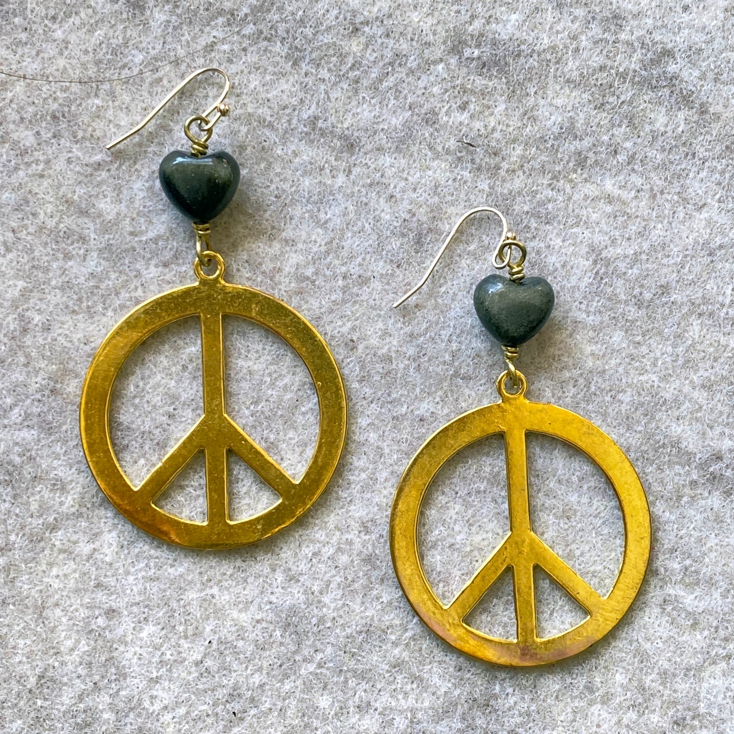 Brass Peace Signs and Gold Obsidian