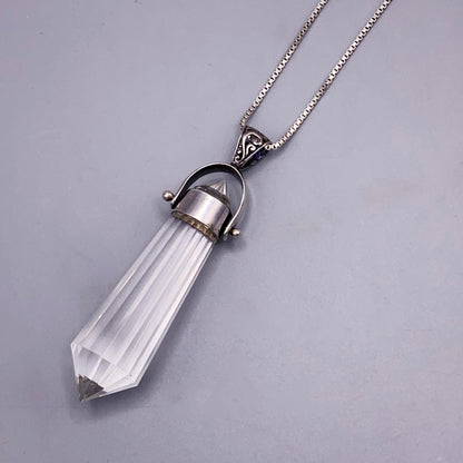 Clear Quartz Point Pendant on Vintage Renewed Chain