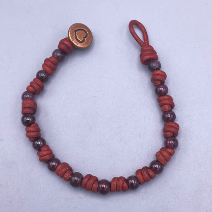 Garnet Leather Bracelet