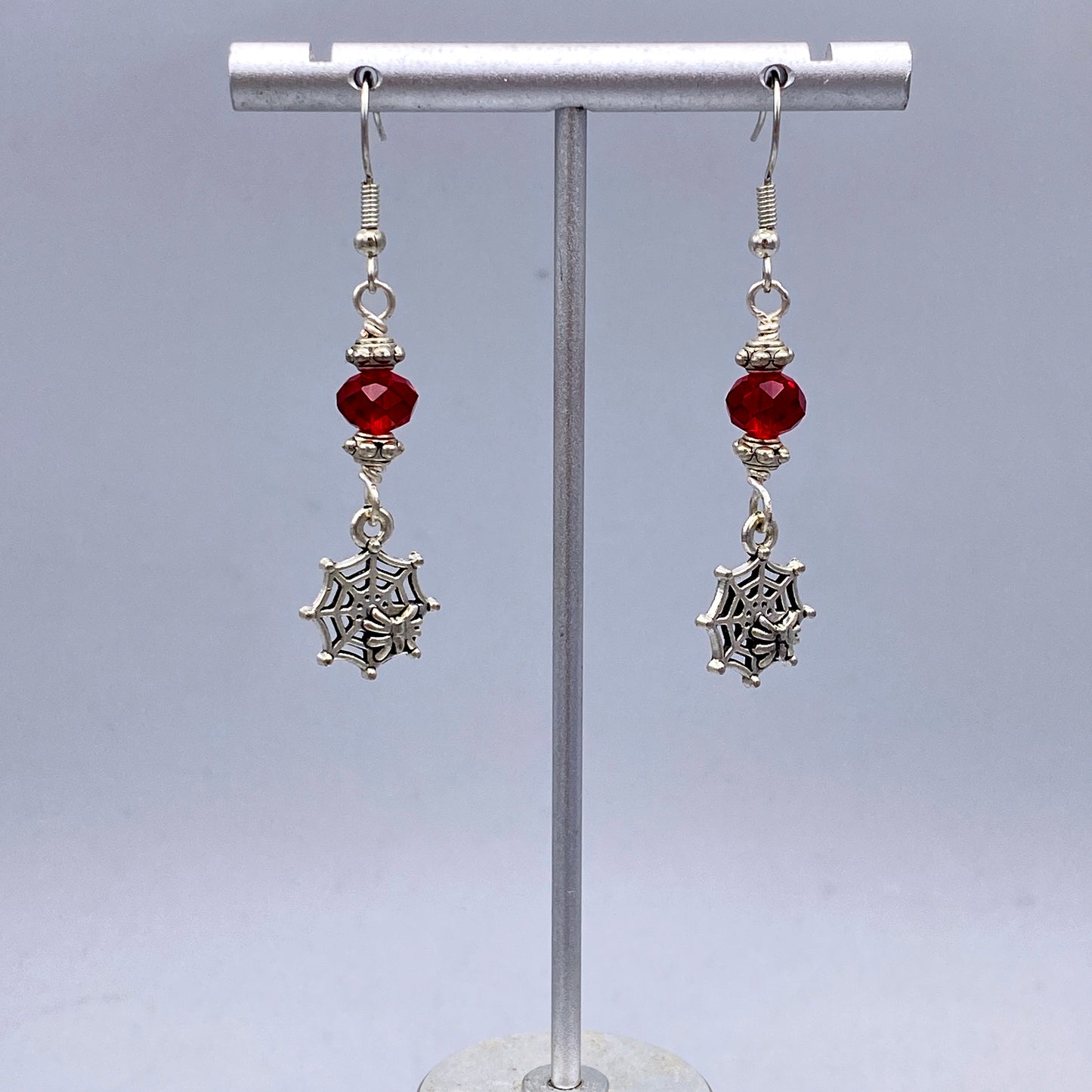 Spider in Web and crystal Dangle earrings