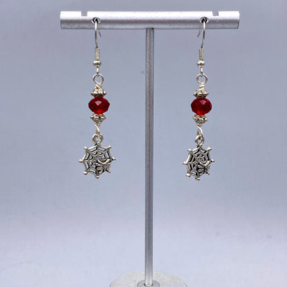 Spider in Web and crystal Dangle earrings