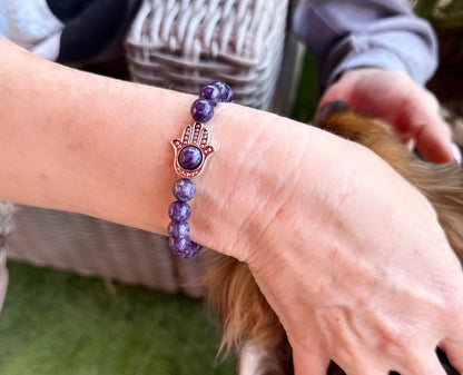 Charoite and Hamsa Bracelet