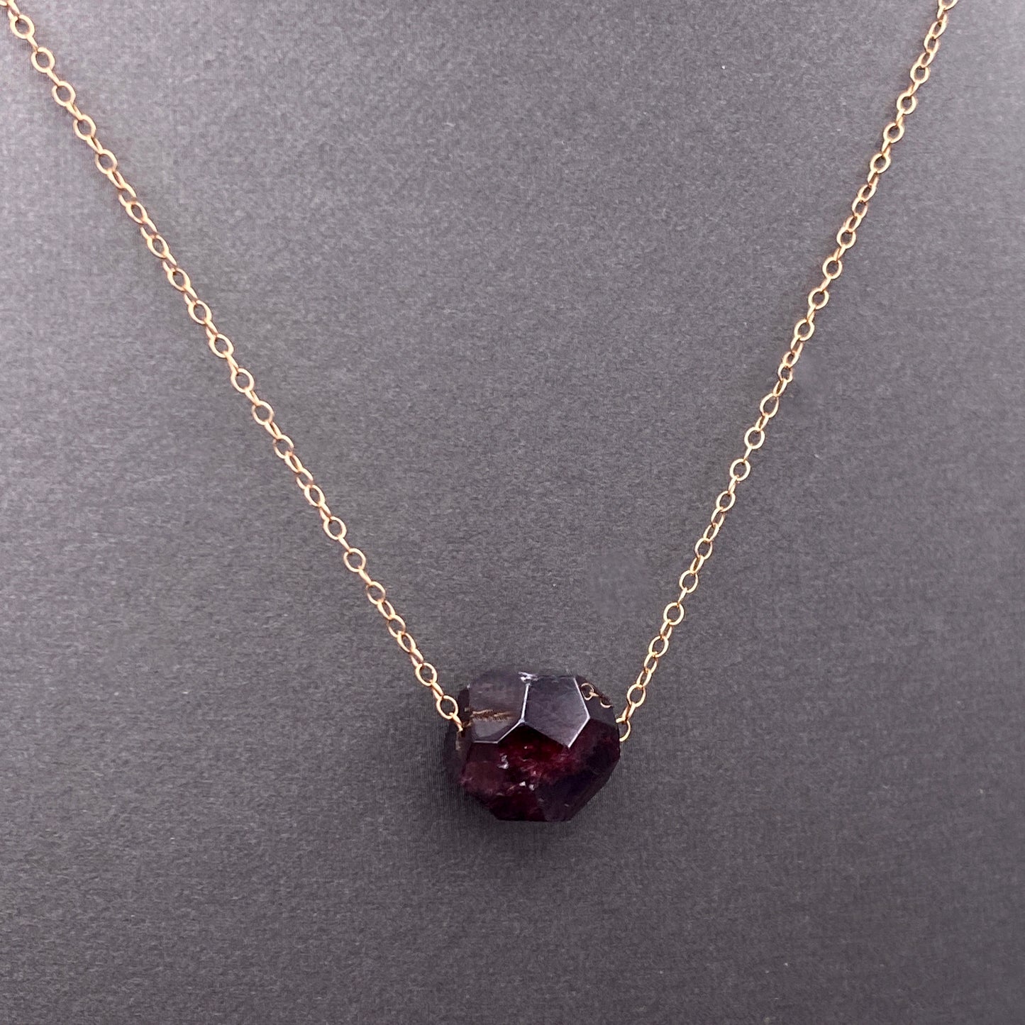 Garnetgemstone and Rose Gold Necklace