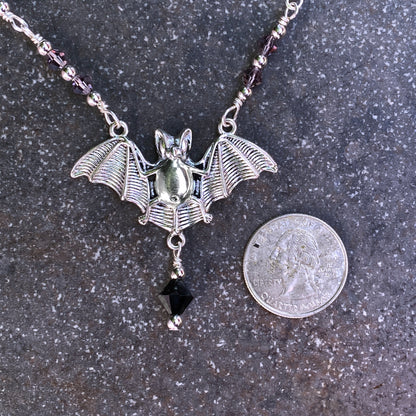 Halloween Bat with Swarovski crystals Necklace