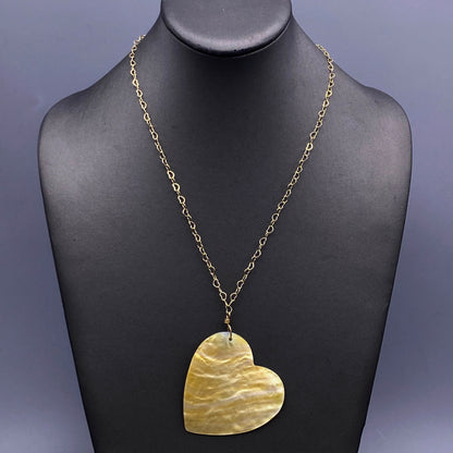 Large Mother of Pearl Heart Necklace