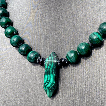 Rare Malachite gemstone Beaded Necklace