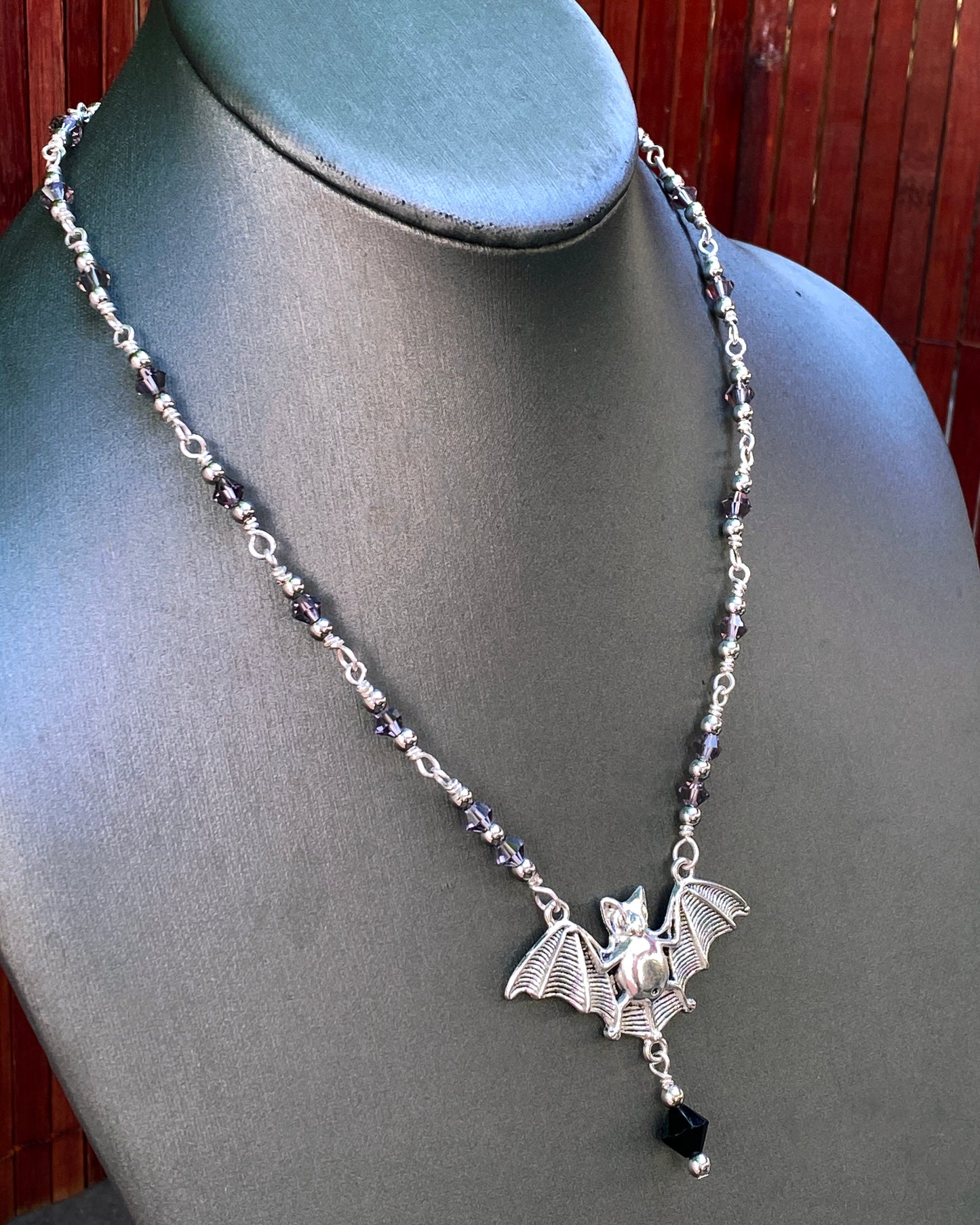 Halloween Bat with Swarovski crystals Necklace