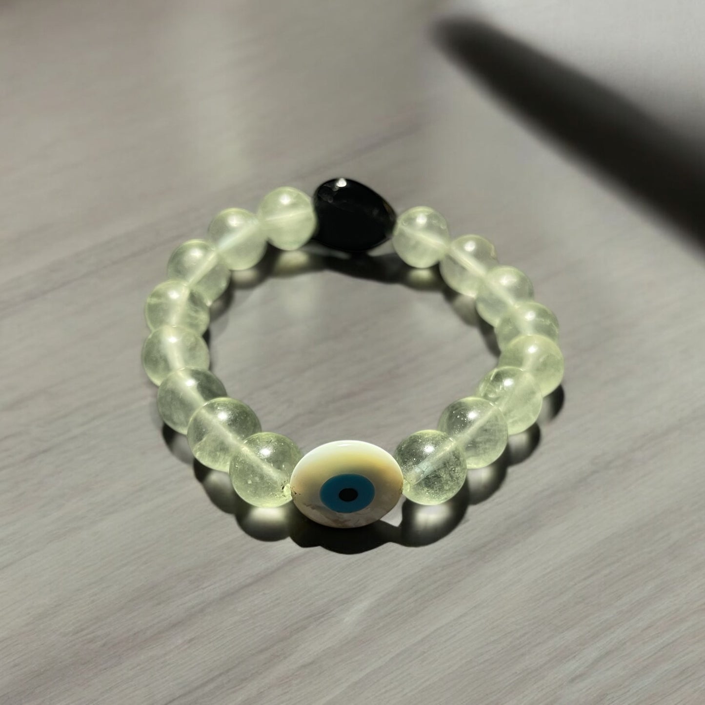 Evil Eye Heart Gemstone Stretch Bracelet