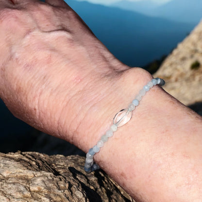 Dainty Aquamarine Beaded Stretch Bracelet