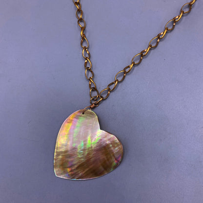 Large Mother of Pearl Heart Necklace