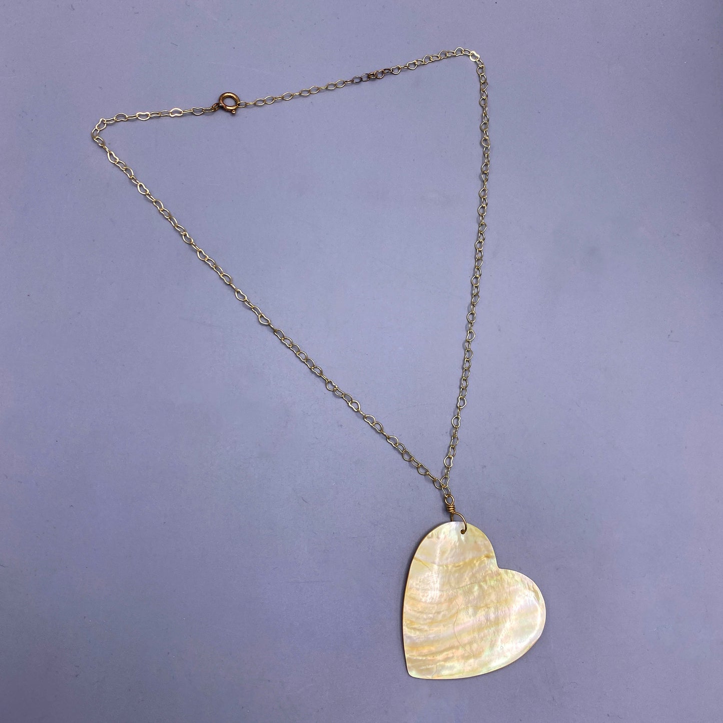 Large Mother of Pearl Heart Necklace