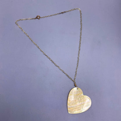 Large Mother of Pearl Heart Necklace