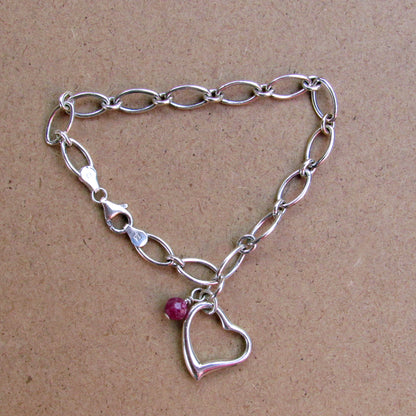 Vintage renewed floating heart and ruby Bracelet