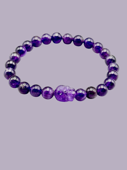 Amethyst Skull Beaded Bracelet