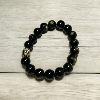 Gold Obsidian and Hematite Bracelet