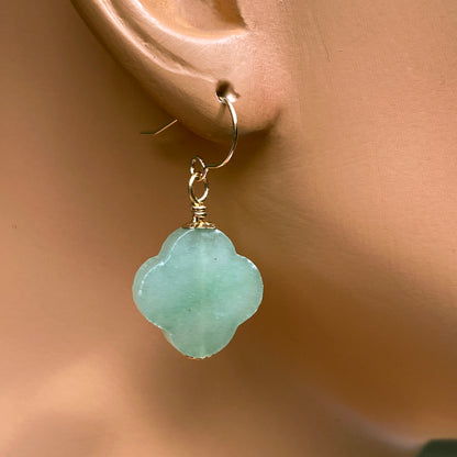 Green Aventurine Clover Earrings