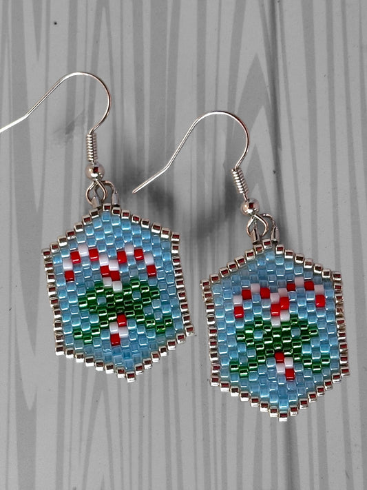 Candy Cane Seed Bead Earrings