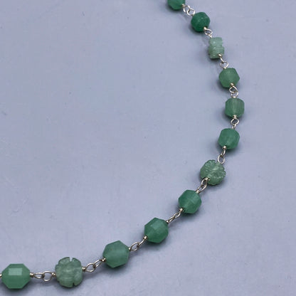 Green Aventurine gemstone Flower Beaded Necklace