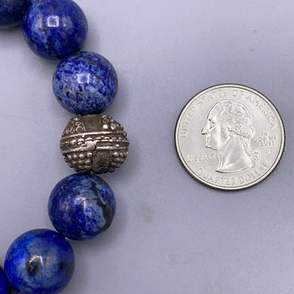 Lapis Lazuli gemstone and Vintage Sterling Silver Bracelet