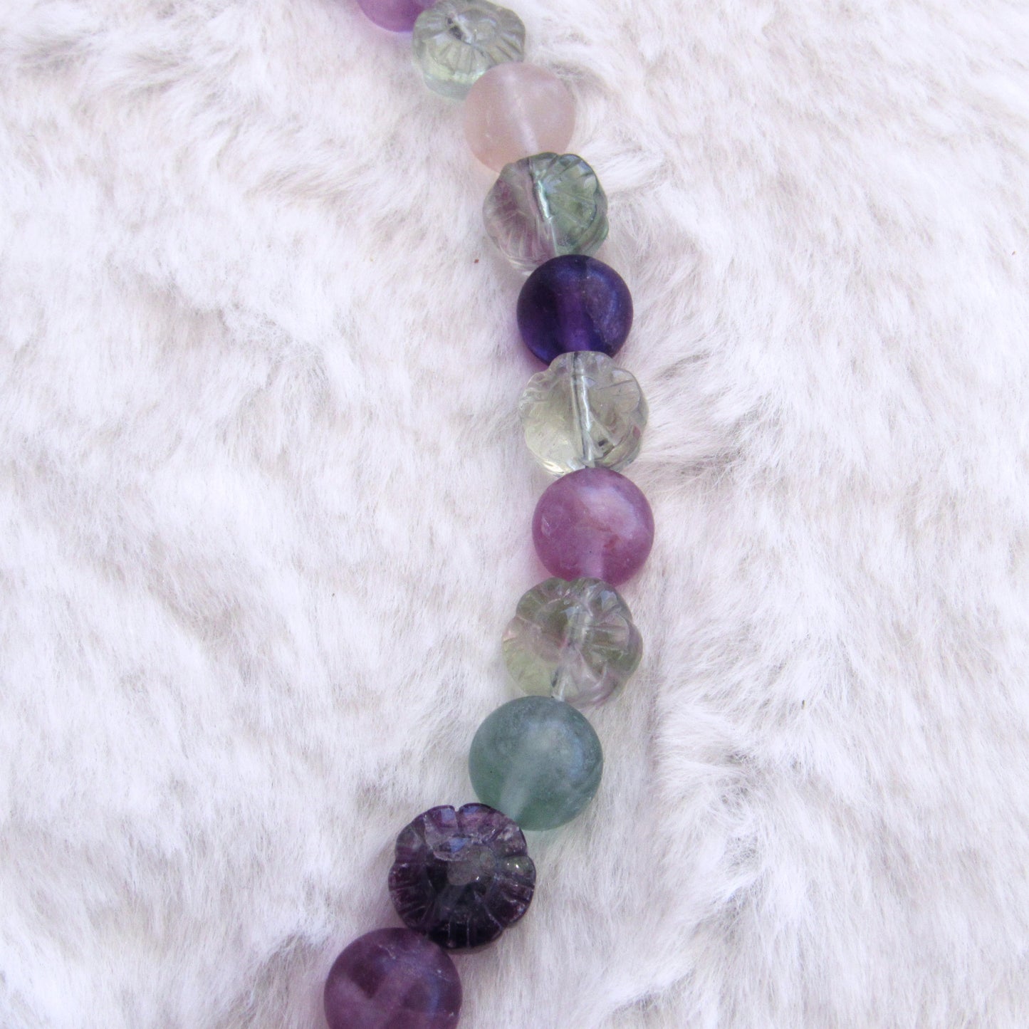 Rainbow Fluorite gemstone Beaded Flower Necklace