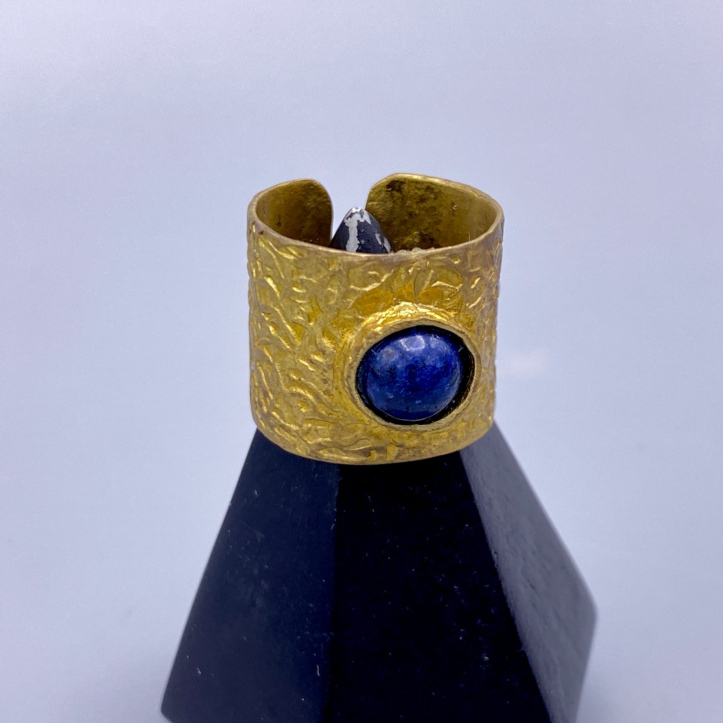 Lapis Lazuli Gemstone Brass Ring