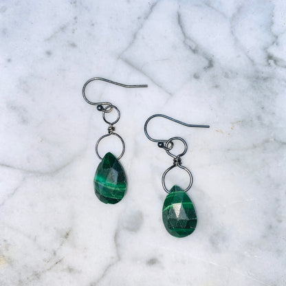 Malachite Drop Dangle Earrings