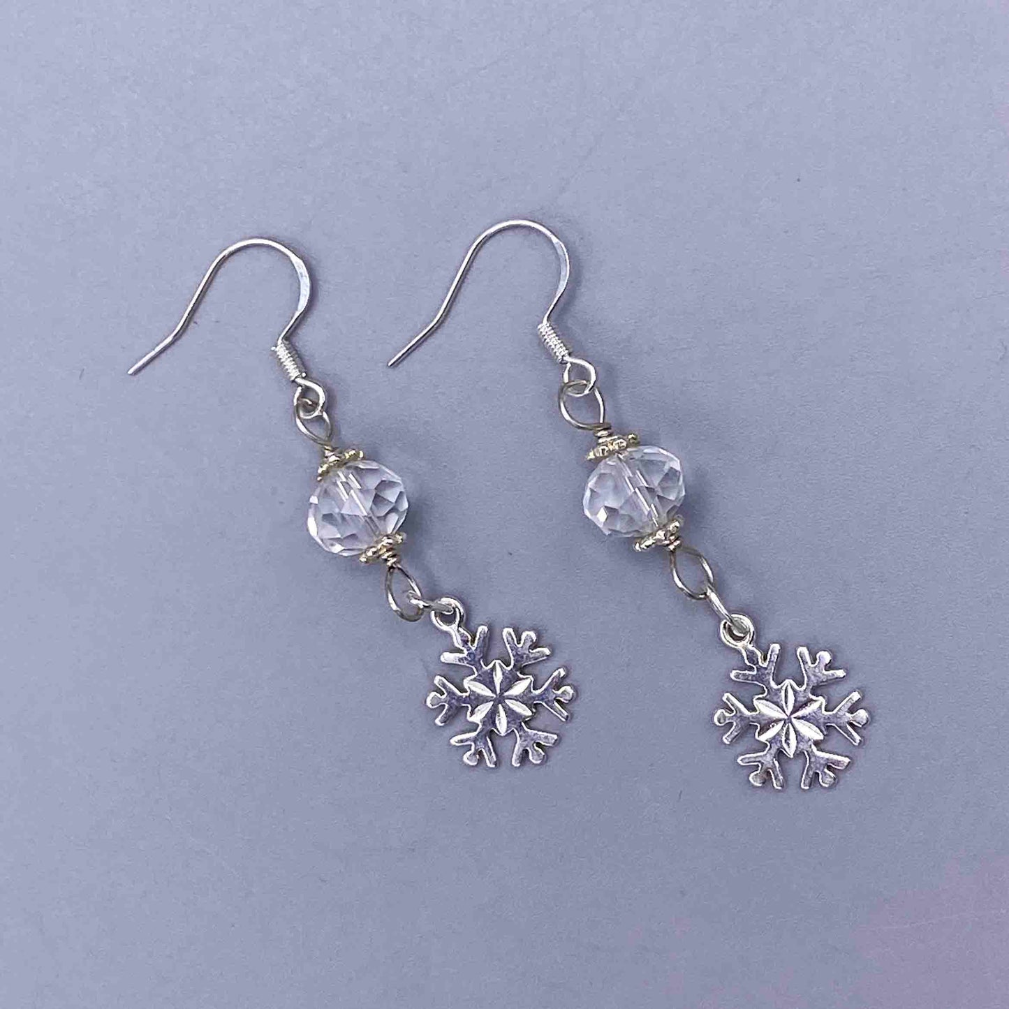 Sterling Silver Snowflake and Quartz Earrings