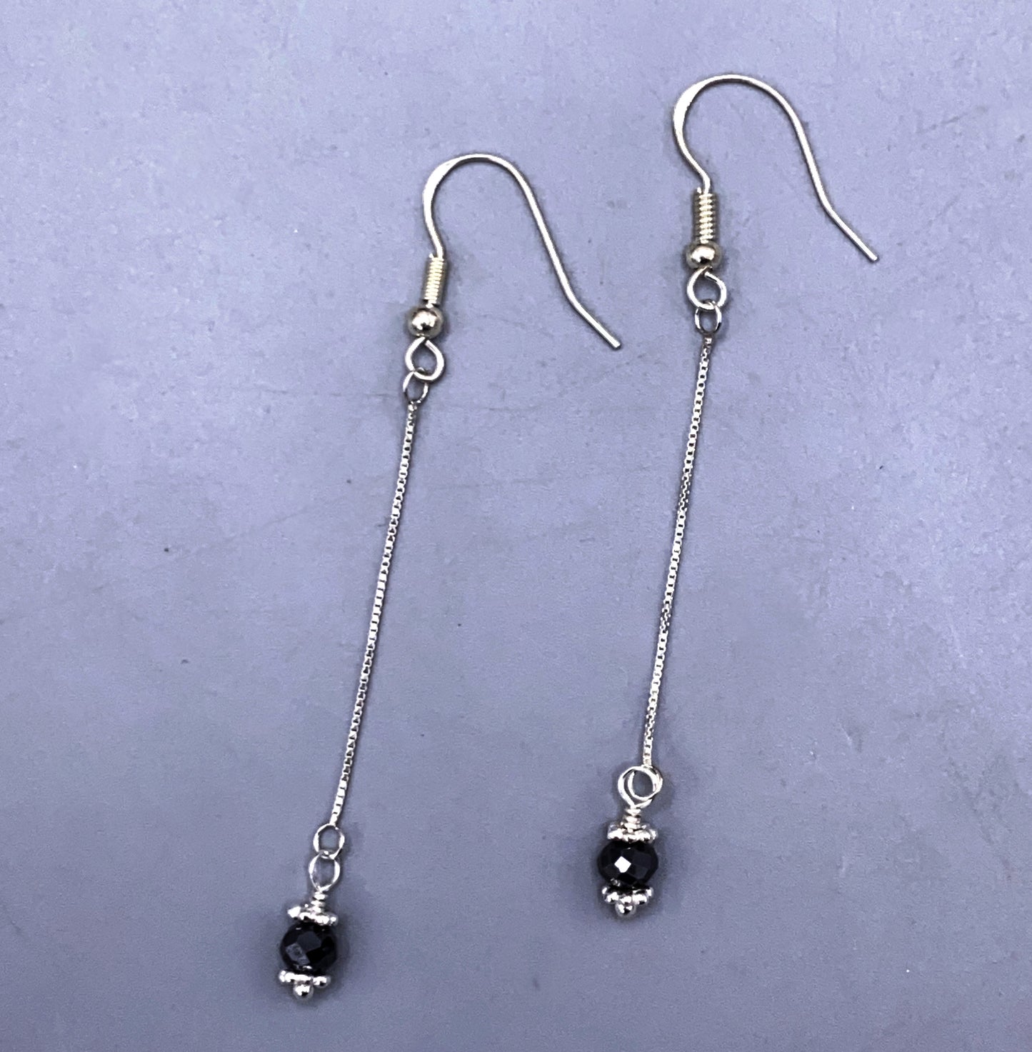 Sterling Silver and Black Diamond Dangle Earrings