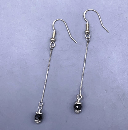 Sterling Silver and Black Diamond Dangle Earrings