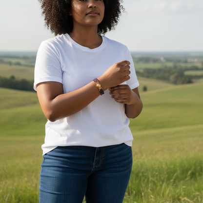Amethyst Three Strand and Copper Bracelet