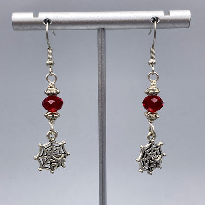 Spider in Web and crystal Dangle earrings