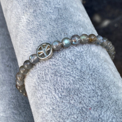 Sterling Silver Peace and Labradorite gemstone Bracelet