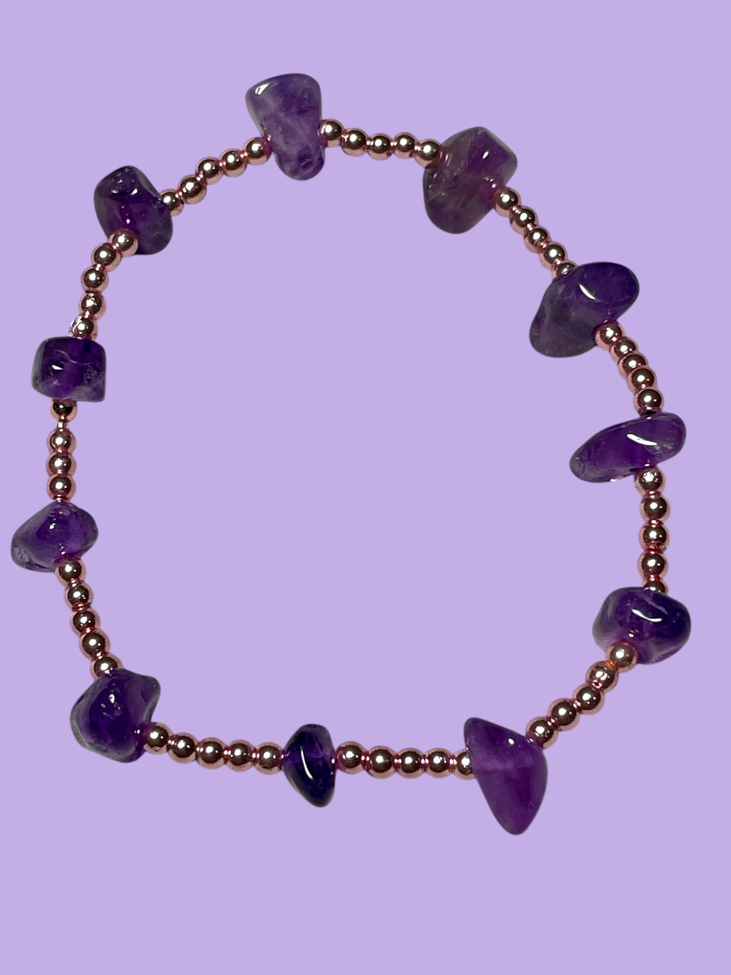 Dainty Amethyst Heart Rose Hematite Bracelet Stack