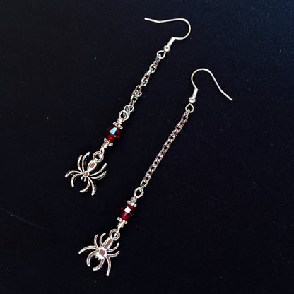 Halloween Spider and Swarovski Crystal Dangle Earrings