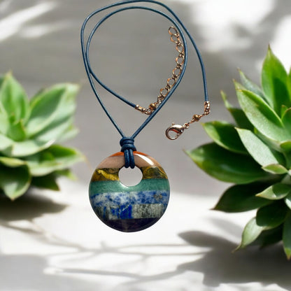 Chakra Donut on Leather Necklace