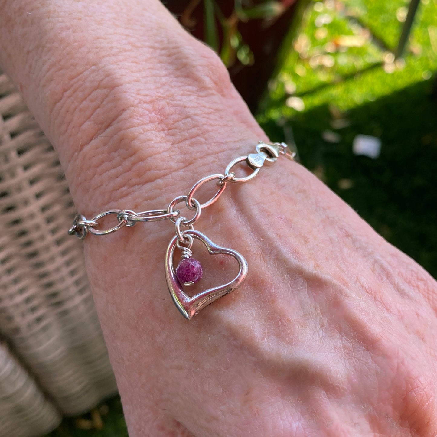 Vintage renewed floating heart and ruby Bracelet