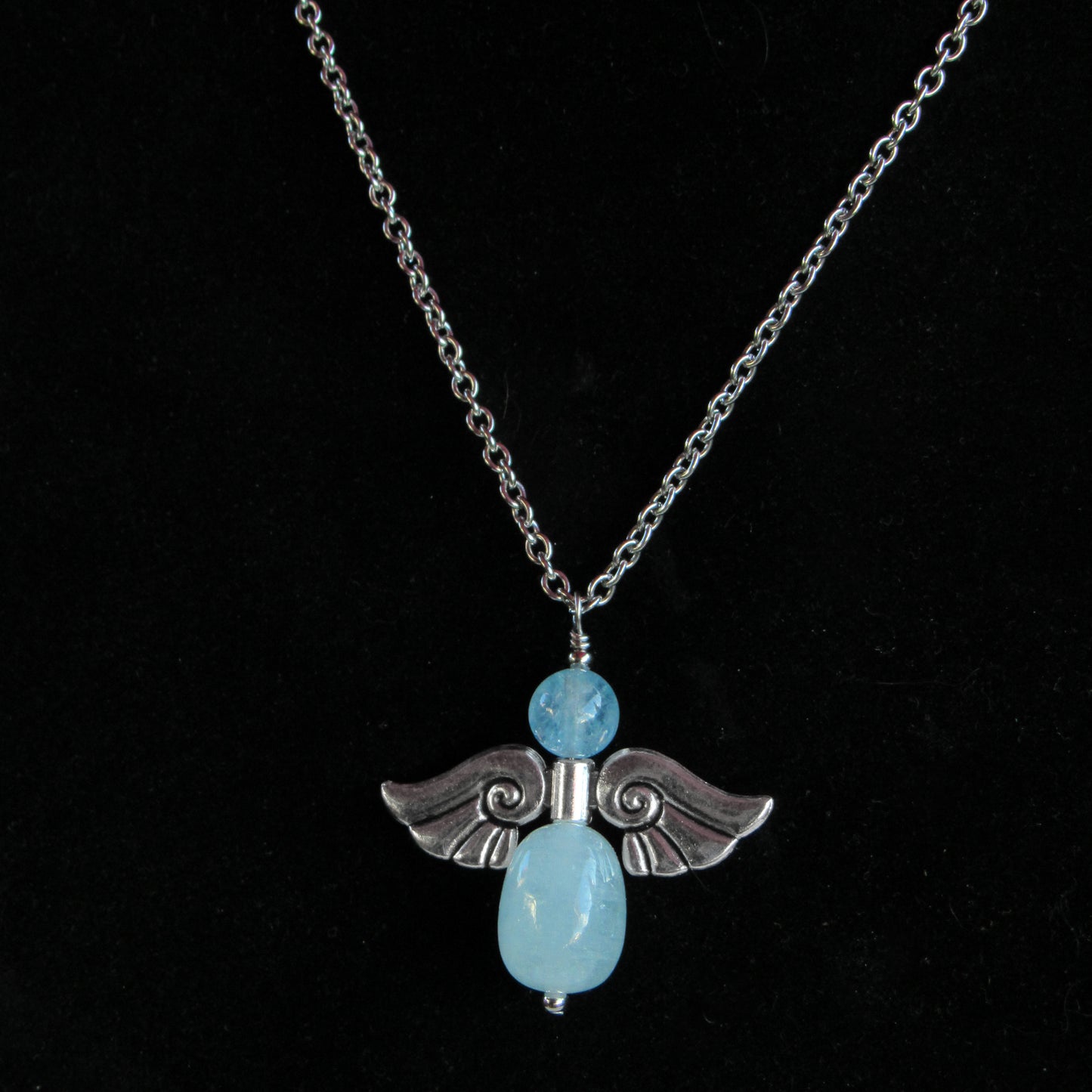 Angel Wing Gemstone Silver Chain Necklace