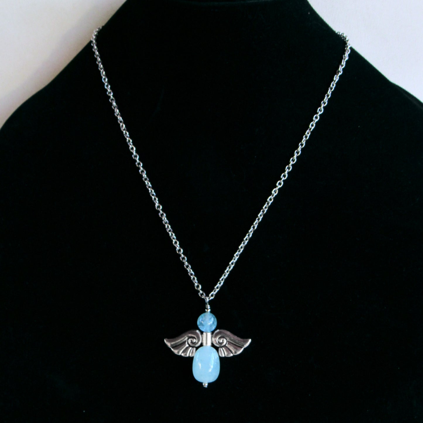 Angel Wing Gemstone Silver Chain Necklace