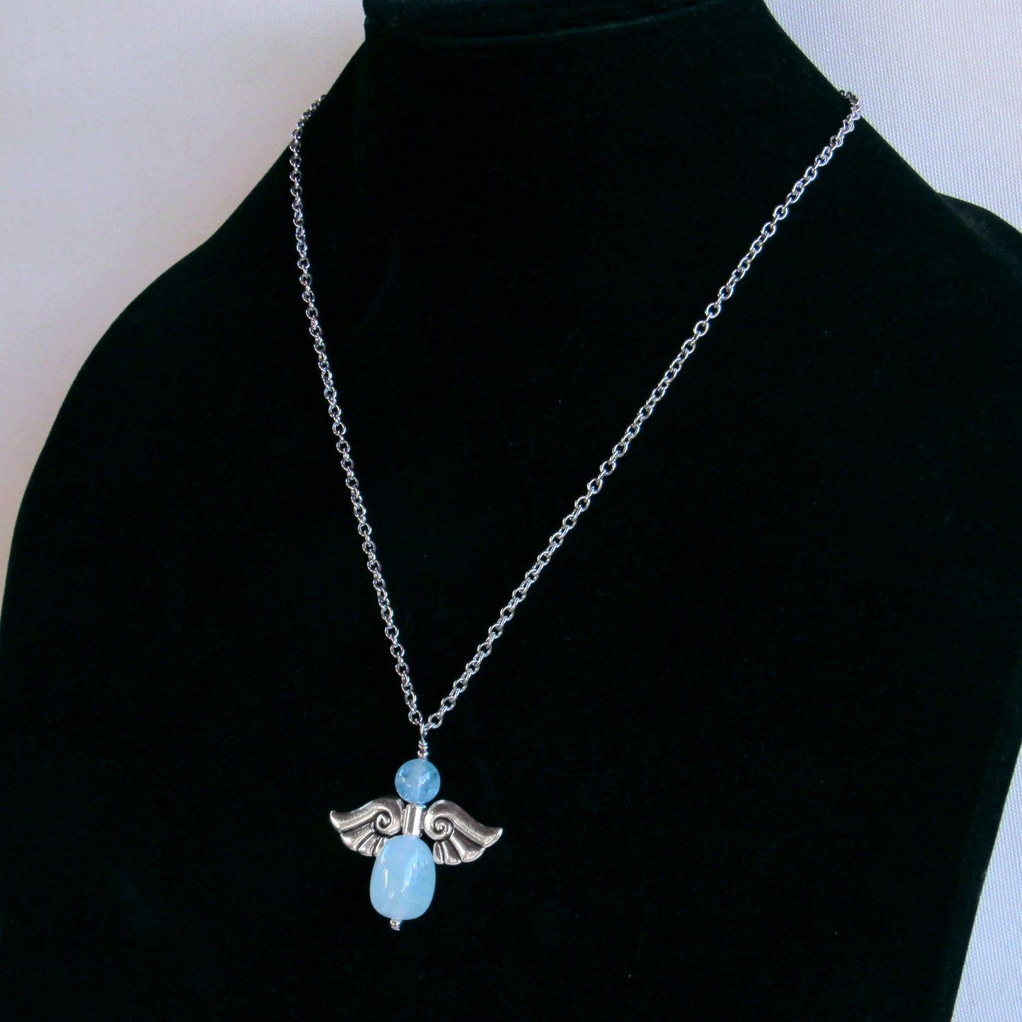 Angel Wing Gemstone Silver Chain Necklace