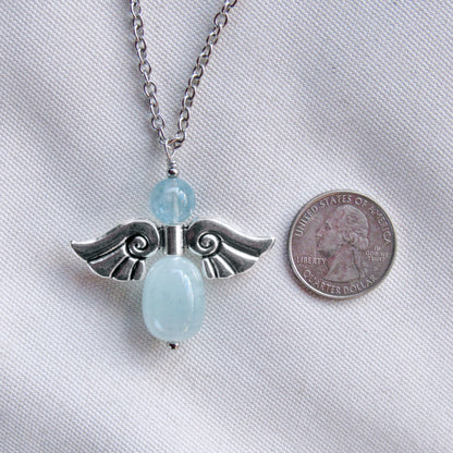 Angel Wing Gemstone Silver Chain Necklace