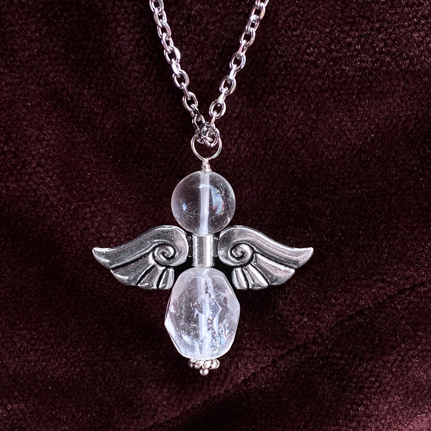 Angel Wing Gemstone Silver Chain Necklace